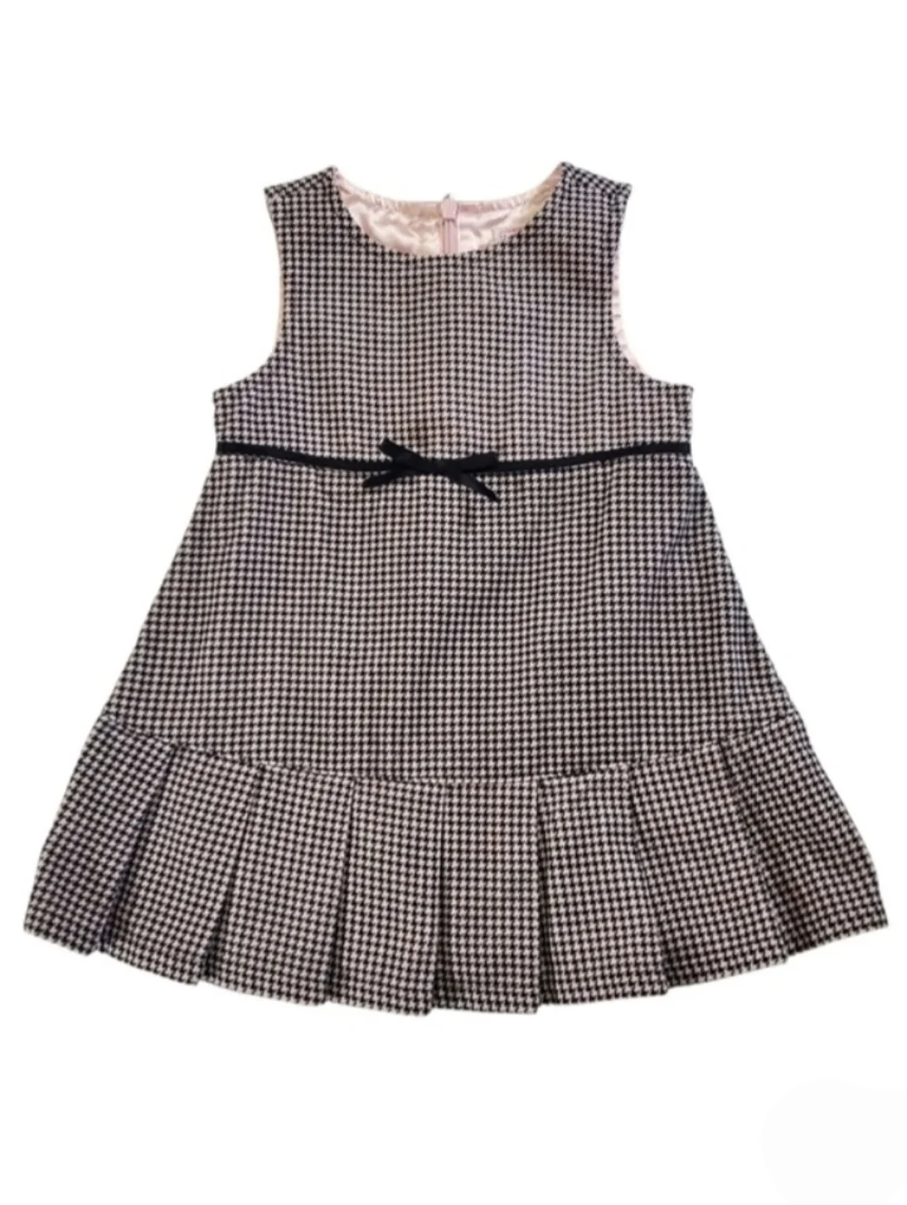 1195 * Gymboree City Sidewalk Houndstooth Jumper Dress Black White Size 12/18M